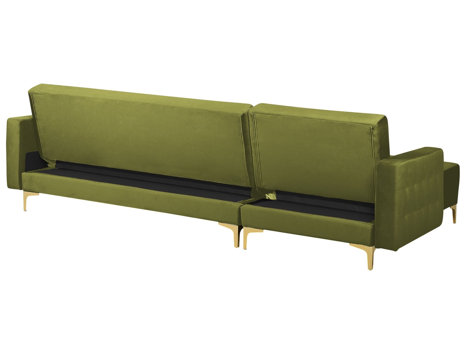 Modular Corner Sofa Bed ABERDEEN Velvet Green 4 Seater Right Hand