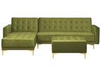 Modular Corner Sofa Bed ABERDEEN Velvet Green with Ottoman 4 Seater Right Hand