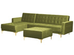 Modular Corner Sofa Bed ABERDEEN Velvet Green with Ottoman 4 Seater Right Hand