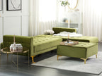 Modular Corner Sofa Bed ABERDEEN Velvet Green with Ottoman 4 Seater Left Hand