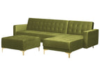 Modular Corner Sofa Bed ABERDEEN Velvet Green with Ottoman 4 Seater Left Hand
