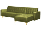 Modular Corner Sofa Bed ABERDEEN Velvet Green with Ottoman 4 Seater Left Hand