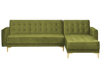 Modular Corner Sofa Bed ABERDEEN Velvet Green with Ottoman 4 Seater Left Hand