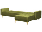 Modular Corner Sofa Bed ABERDEEN Velvet Green with Ottoman 4 Seater Left Hand