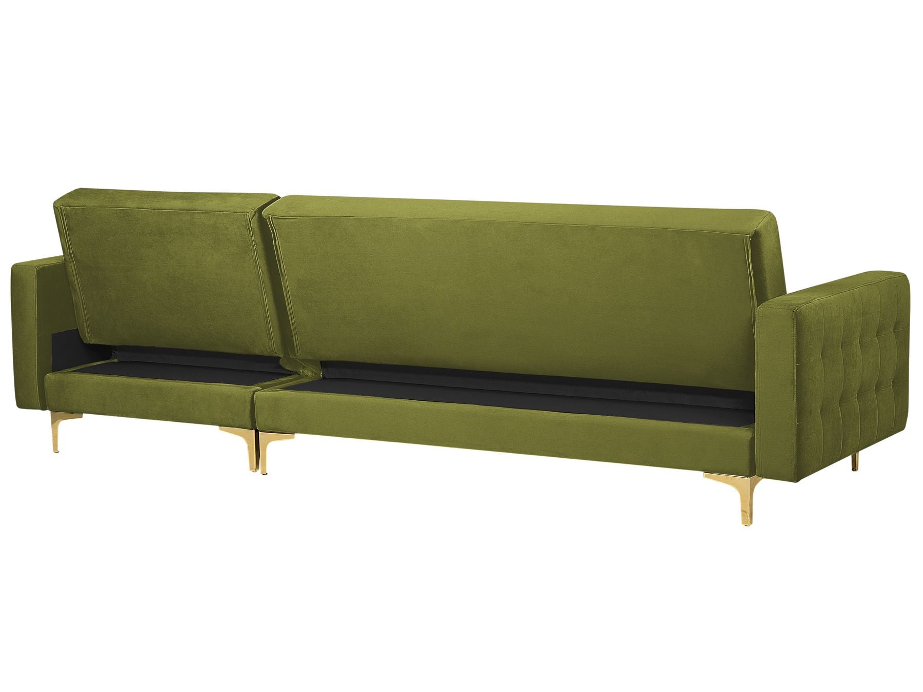 Modular Corner Sofa Bed ABERDEEN Velvet Green with Ottoman 4 Seater Left Hand