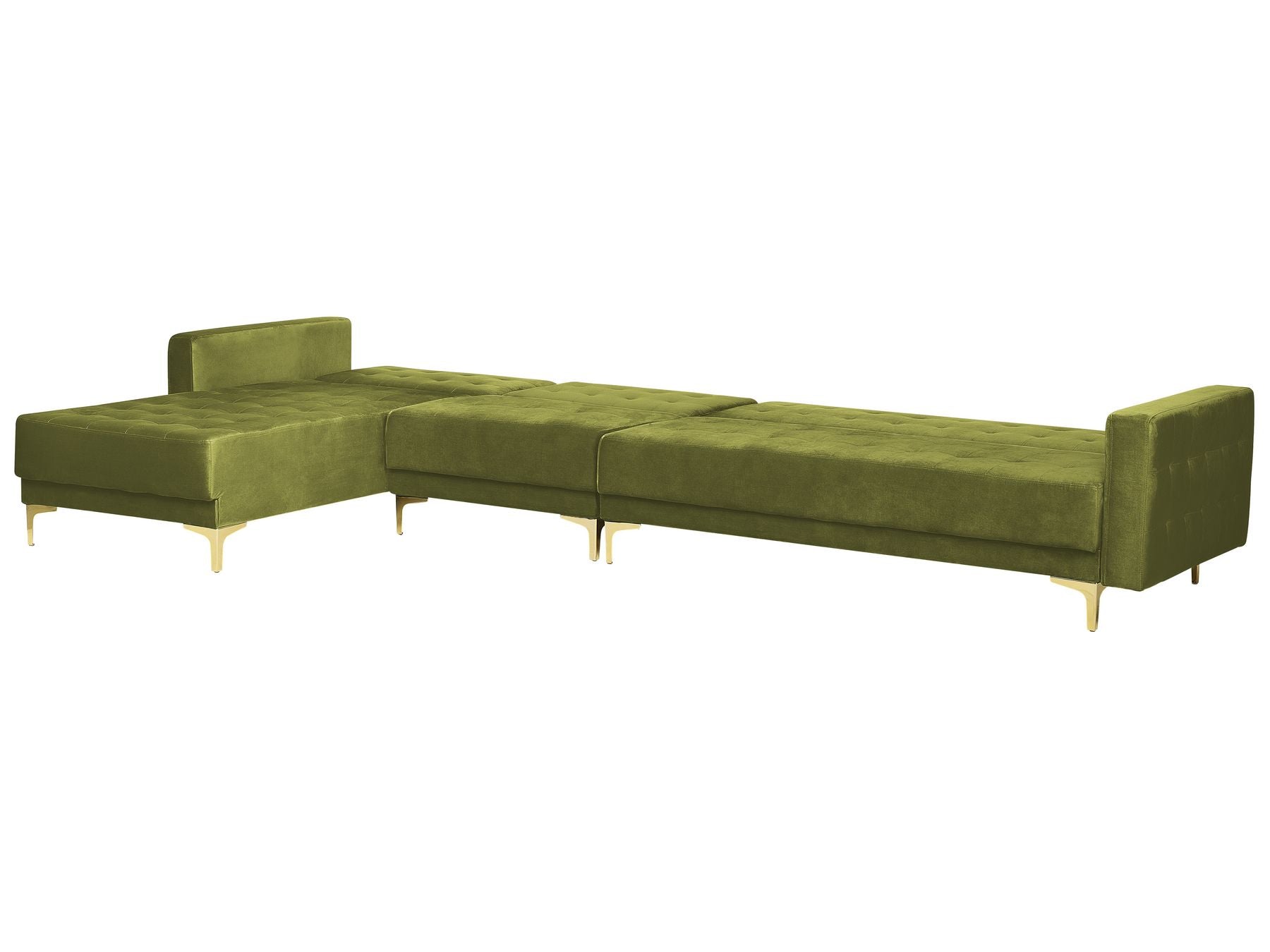 Modular Corner Sofa Bed ABERDEEN Velvet Green 5 Seater Right Hand