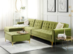 Modular Corner Sofa Bed ABERDEEN Velvet Green with Ottoman 5 Seater Right Hand