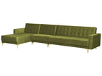 Modular Corner Sofa Bed ABERDEEN Velvet Green with Ottoman 5 Seater Right Hand