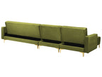 Modular Corner Sofa Bed ABERDEEN Velvet Green with Ottoman 5 Seater Right Hand