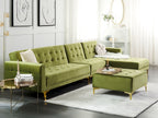 Modular Corner Sofa Bed ABERDEEN Velvet Green 5 Seater Left Hand