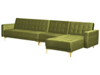 Modular Corner Sofa Bed ABERDEEN Velvet Green with Ottoman 5 Seater Left Hand