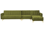 Modular Corner Sofa Bed ABERDEEN Velvet Green with Ottoman 5 Seater Left Hand