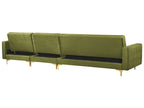 Modular Corner Sofa Bed ABERDEEN Velvet Green with Ottoman 5 Seater Left Hand