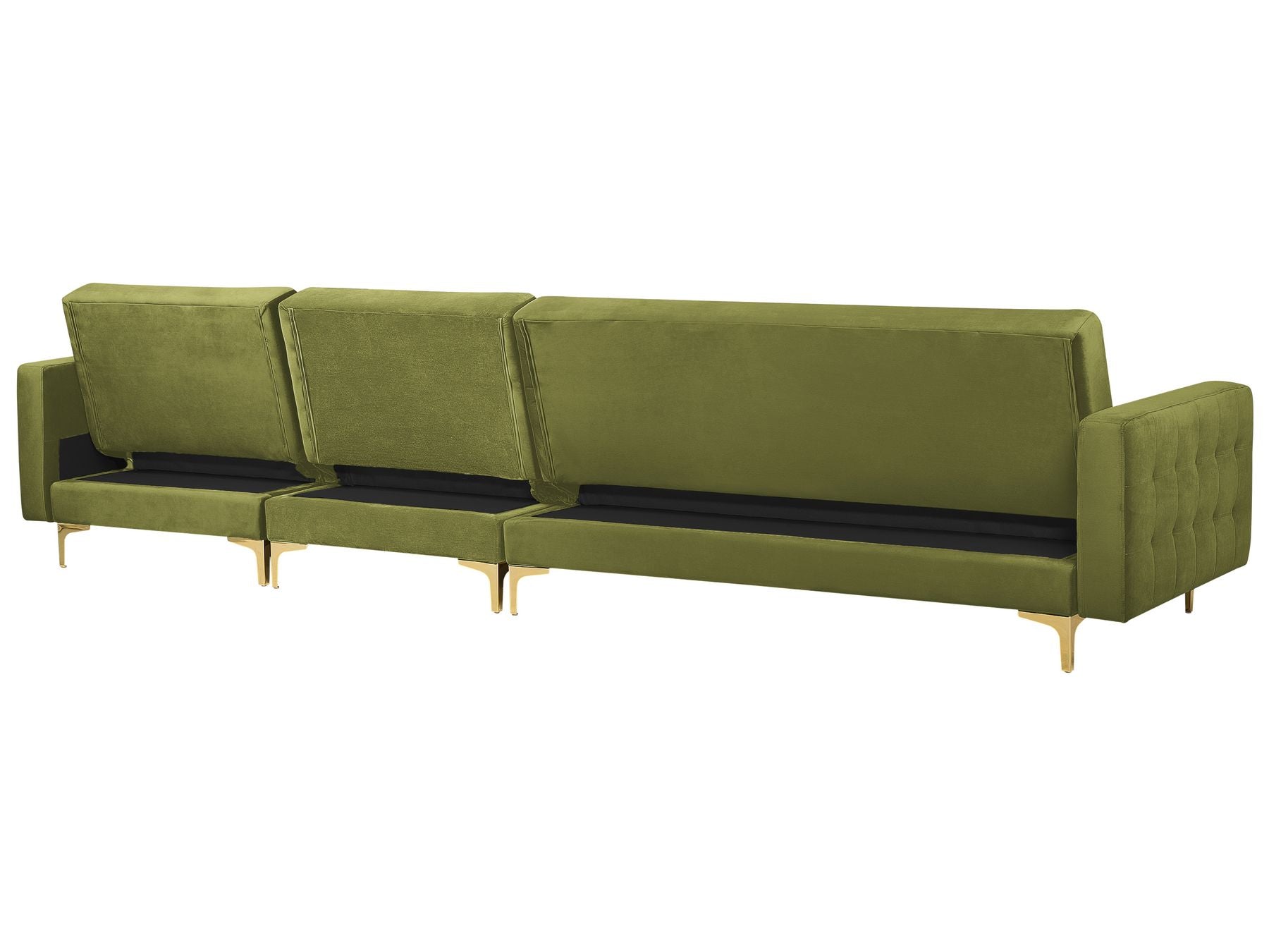 Modular Corner Sofa Bed ABERDEEN Velvet Green with Ottoman 5 Seater Left Hand