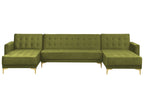 Modular U-Shape Sofa Bed ABERDEEN Velvet Green 5 Seater