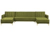 Modular U-Shape Sofa Bed Velvet Green 5 Seater