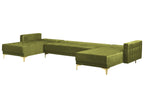 Modular U-Shape Sofa Bed ABERDEEN Velvet Green 5 Seater