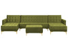 Modular U-Shape Sofa Bed Velvet Green with Ottoman 5 Seater