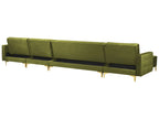 Modular U-Shape Sofa Bed ABERDEEN Velvet Green with Ottoman 6 Seater
