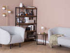 2 Seater Fabric Sofa Black and White LOEN