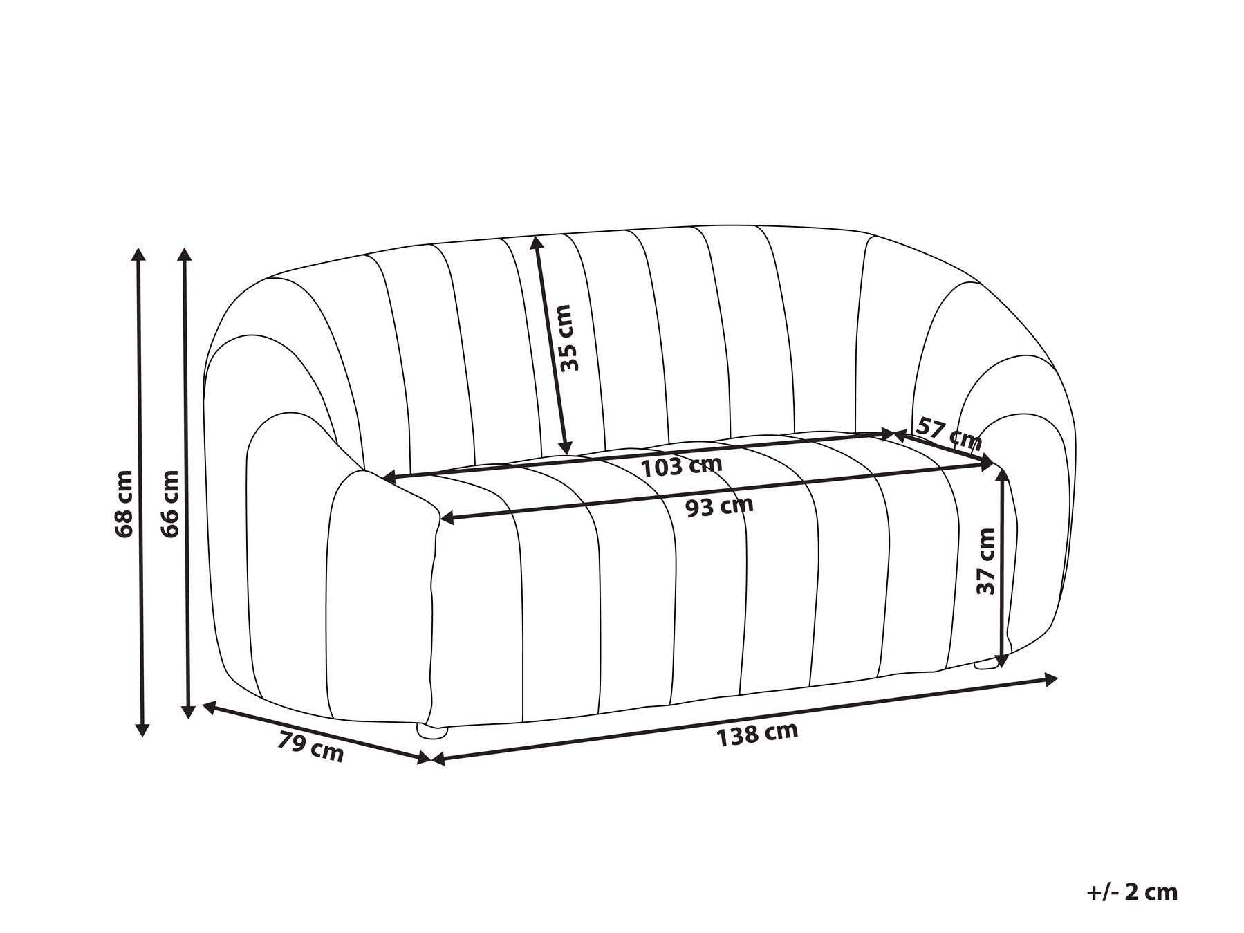 2 Seater Velvet Sofa Off-White MALUNG