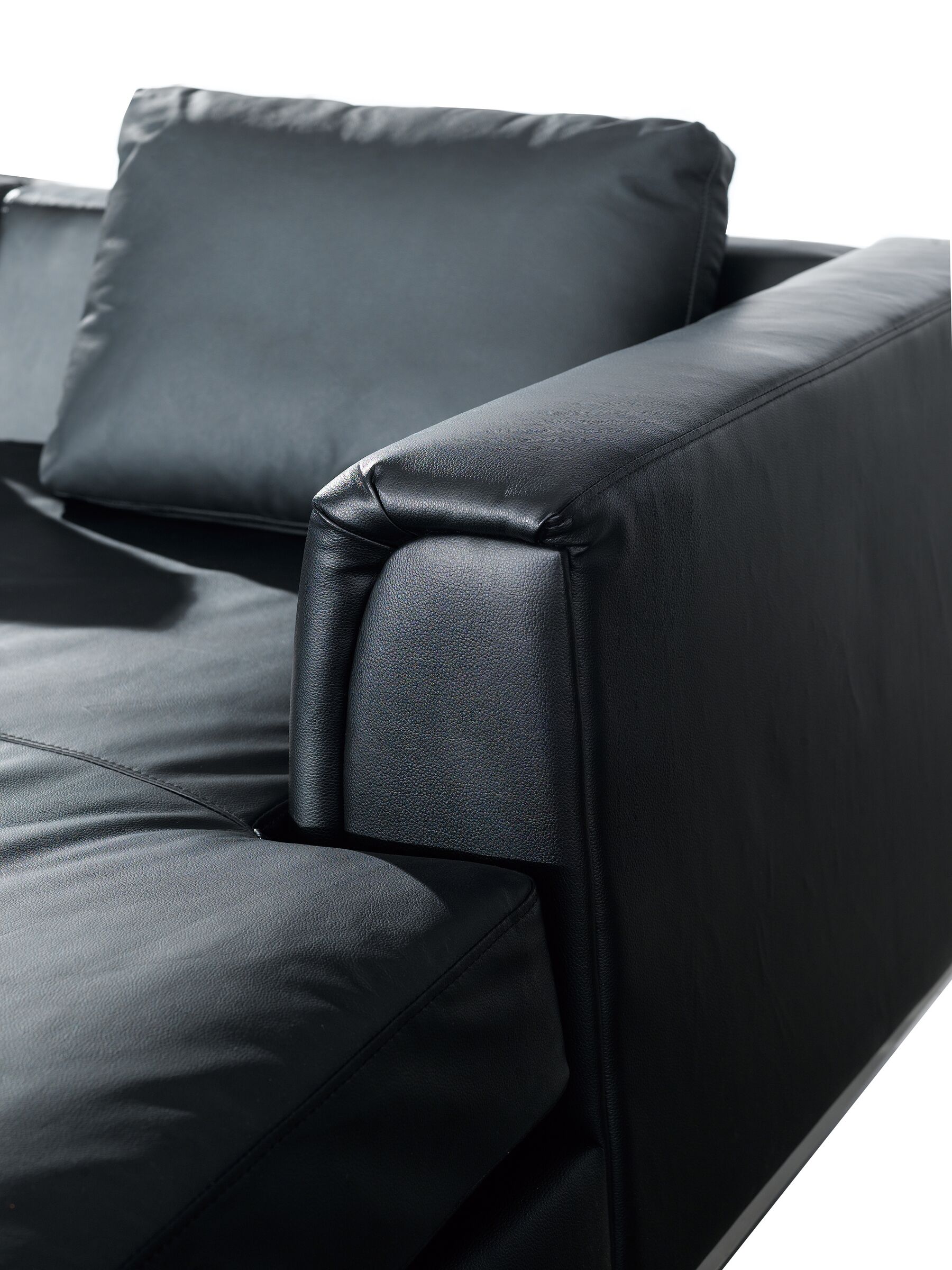 Corner Sofa OSLO Leather Black with Ottoman 5 Seater Left Hand