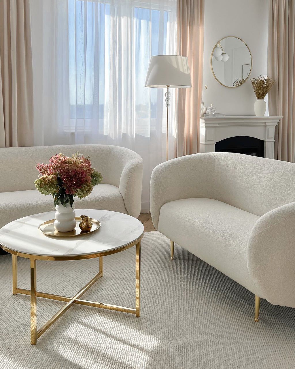 3 Seater Boucle Sofa White LOEN