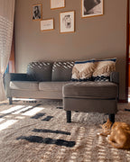 3 Seater Fabric Sofa with Ottoman Light Grey AVESTA