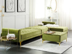 Modular Corner Sofa Bed ABERDEEN Velvet Green 5 Seater Left Hand