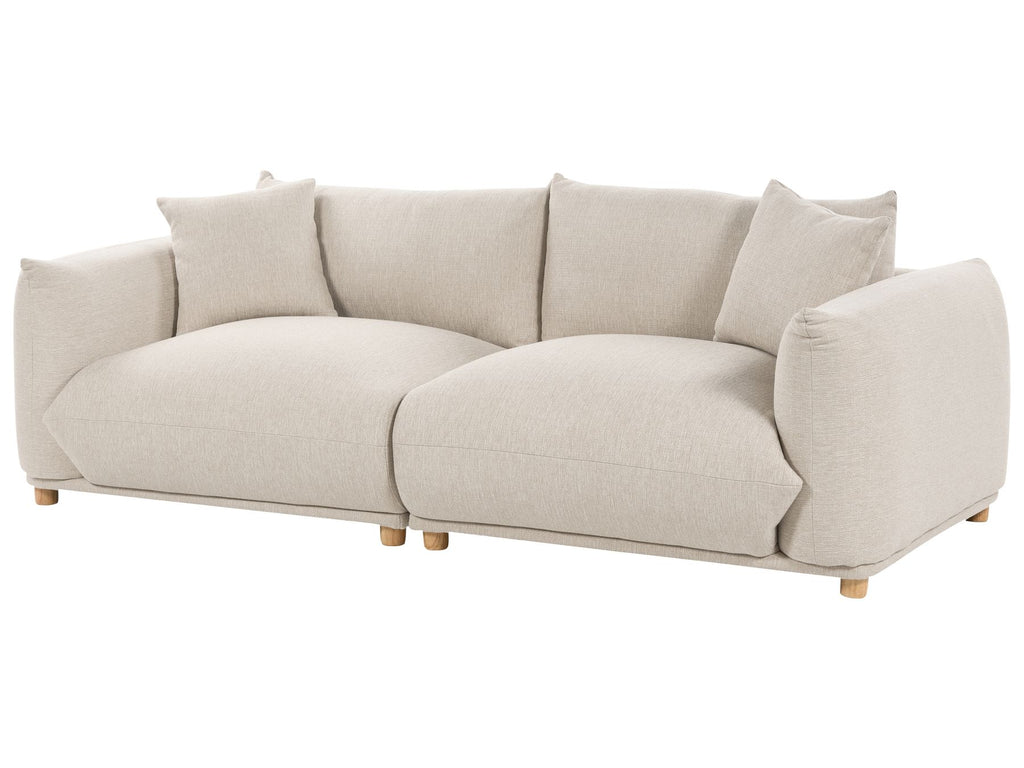 3 Seater Fabric Sofa Light Beige LUVOS