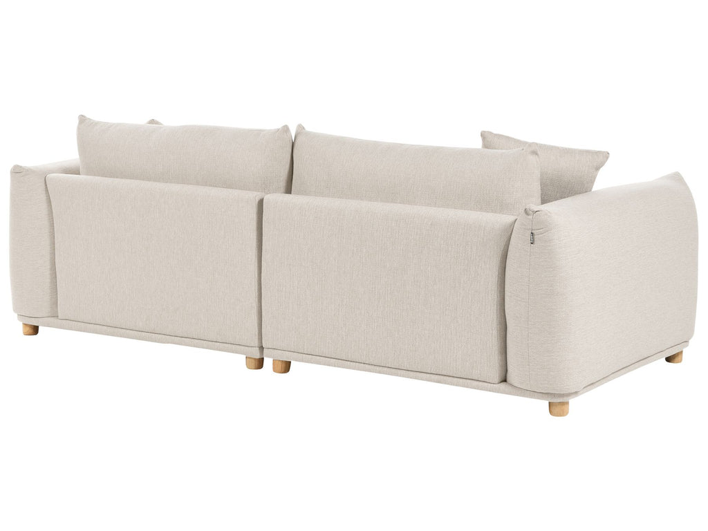 3 Seater Fabric Sofa Light Beige LUVOS