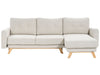Sofa Bed Fabric Light Beige with Storage 3 Seater Left Hand