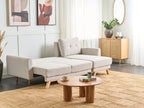 Sofa Bed SIRO Fabric Light Beige with Storage 3 Seater Left Hand