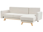 Sofa Bed SIRO Fabric Light Beige with Storage 3 Seater Left Hand
