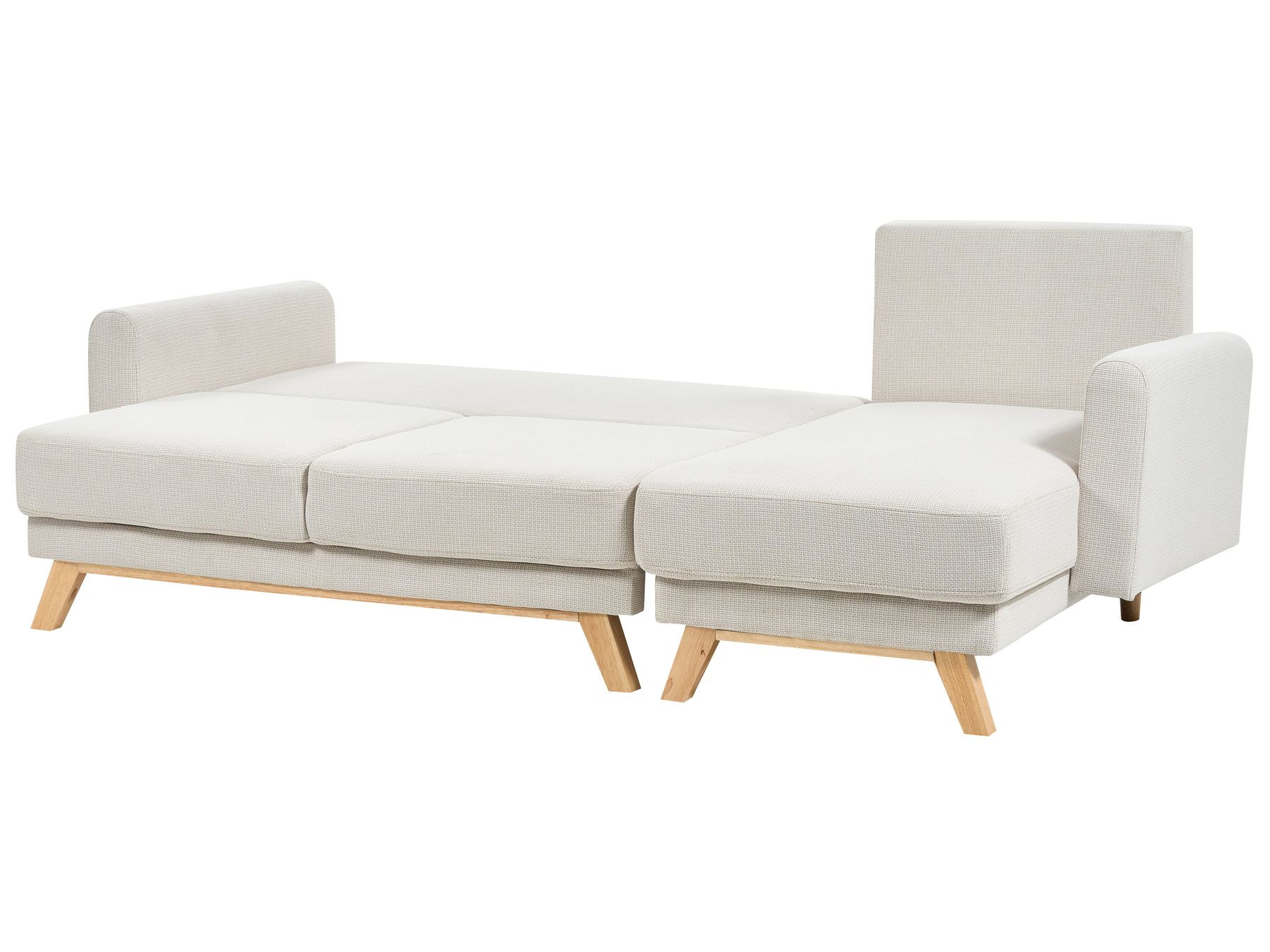 Sofa Bed SIRO Fabric Light Beige with Storage 3 Seater Left Hand