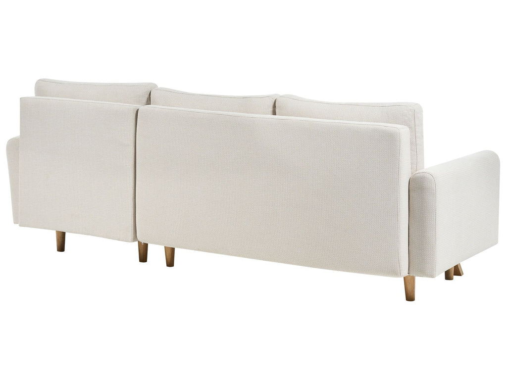 Sofa Bed SIRO Fabric Light Beige with Storage 3 Seater Left Hand