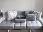 Sofa Bed FALSTER Fabric Light Grey with Storage 3 Seater