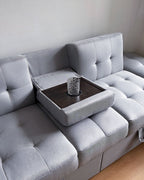 Sofa Bed FALSTER Fabric Light Grey with Storage 3 Seater