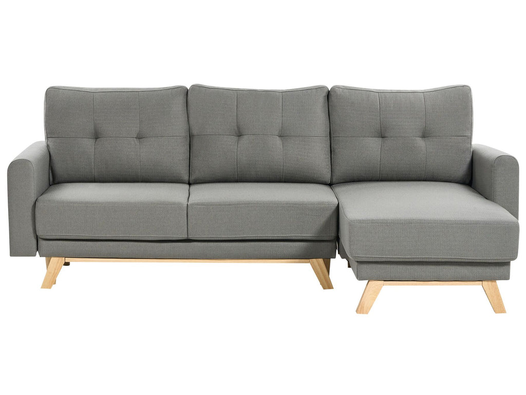 Sofa Bed SIRO Fabric Grey with Storage 3 Seater Left Hand