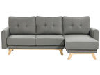 Sofa Bed SIRO Fabric Grey with Storage 3 Seater Left Hand