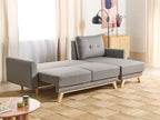 Sofa Bed SIRO Fabric Grey with Storage 3 Seater Left Hand