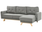 Sofa Bed SIRO Fabric Grey with Storage 3 Seater Left Hand