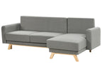 Sofa Bed SIRO Fabric Grey with Storage 3 Seater Left Hand