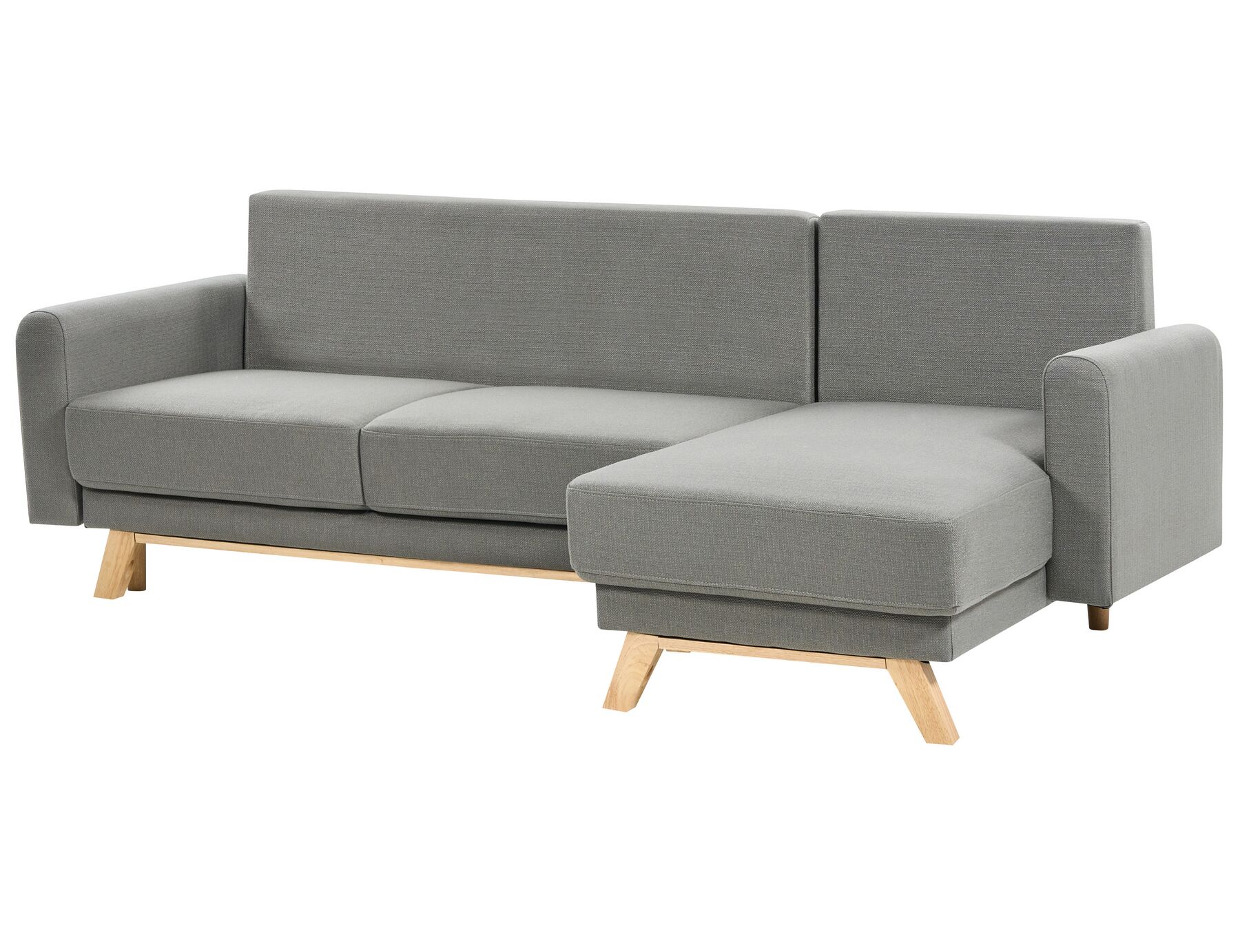 Sofa Bed SIRO Fabric Grey with Storage 3 Seater Left Hand