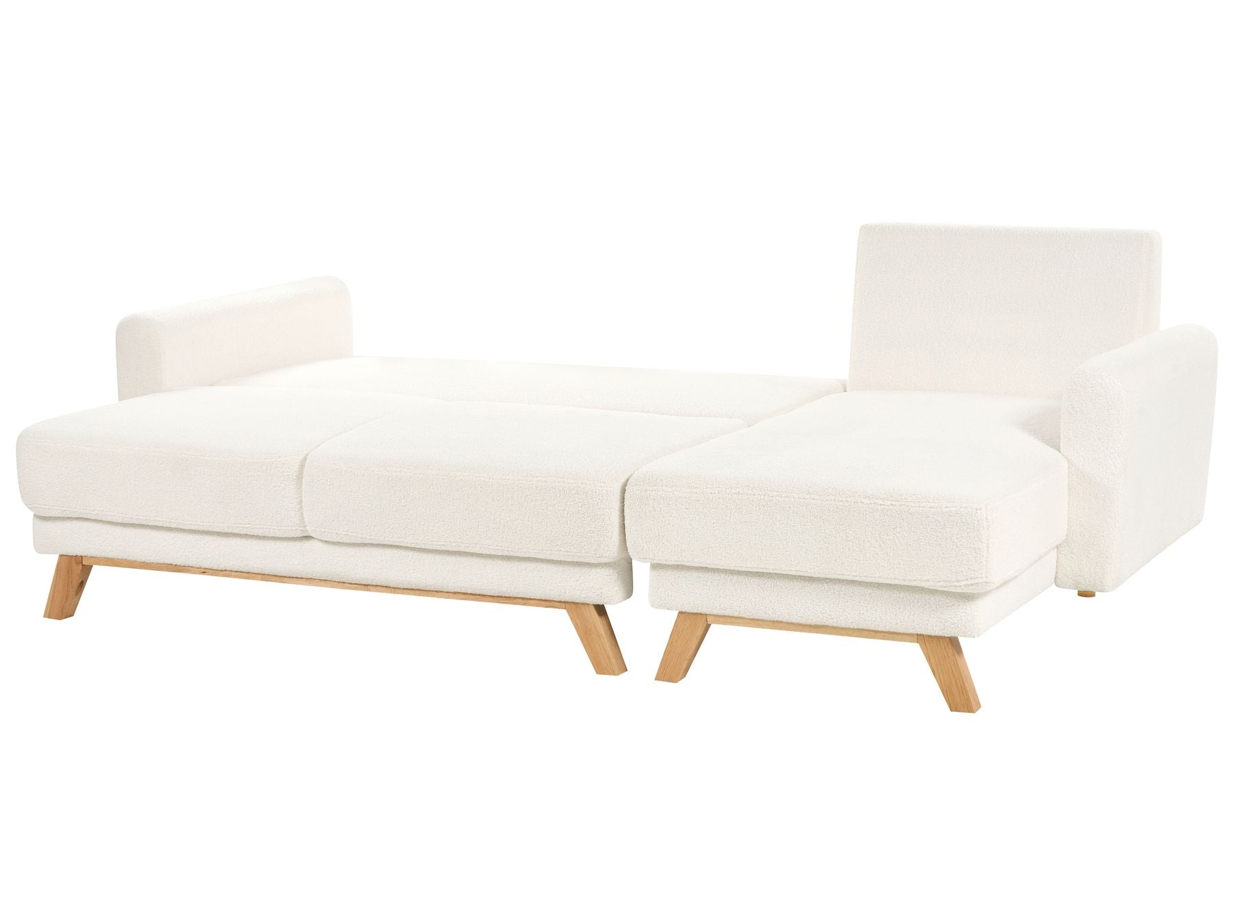 Sofa Bed SIRO Boucle Off-White with Storage 3 Seater Left Hand