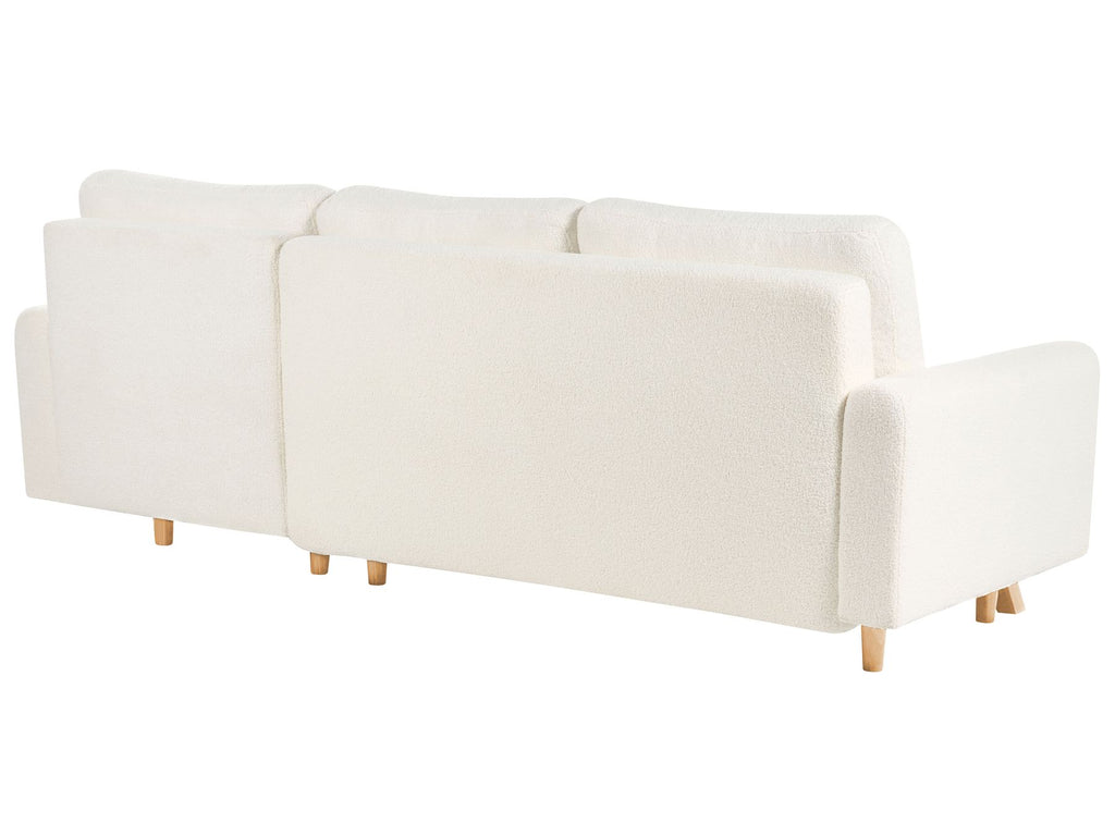 Sofa Bed SIRO Boucle Off-White with Storage 3 Seater Left Hand