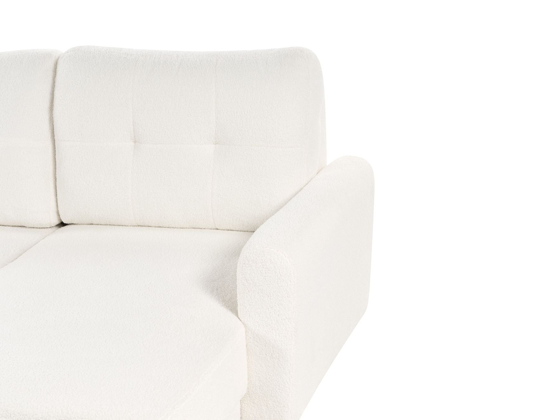 Sofa Bed SIRO Boucle Off-White with Storage 3 Seater Left Hand