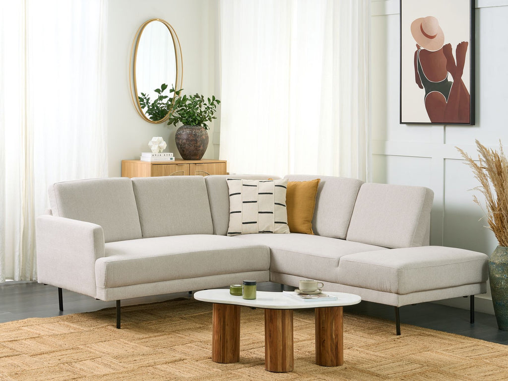 Corner Sofa BREDA Fabric Light Beige 4 Seater Left Hand