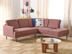 Corner Sofa BREDA Fabric Pink 4 Seater Left Hand