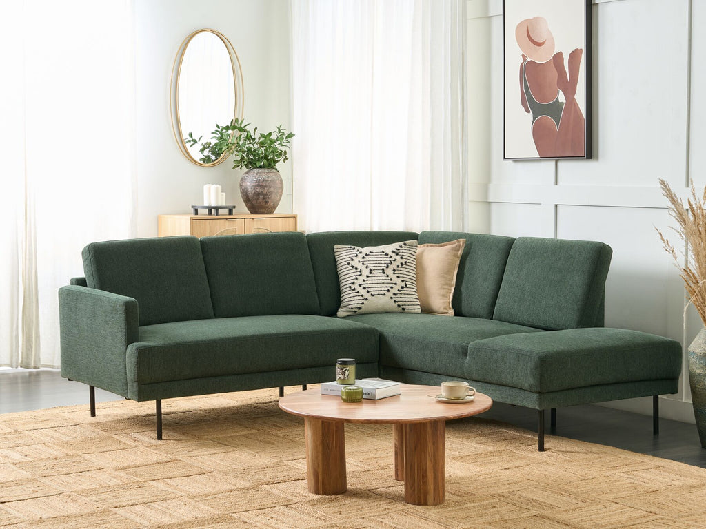 Corner Sofa BREDA Fabric Dark Green 4 Seater Left Hand